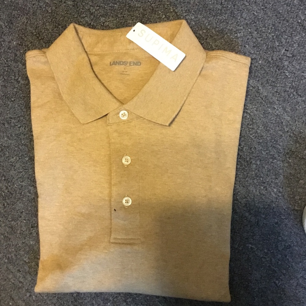 Lands' End Men's Supima Polo Shirt - Tan